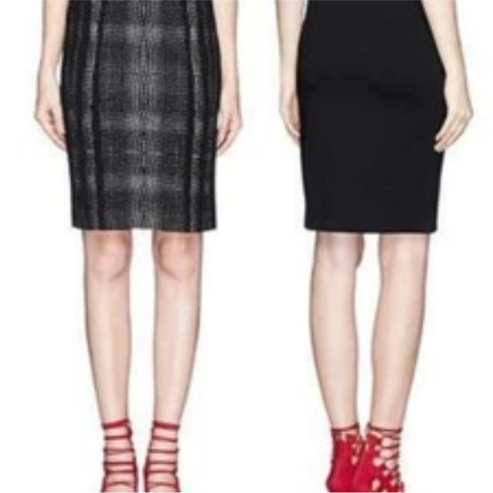 Diane Von Furstenberg DVF Panel Marta Pencil Skirt Black White Party Work Size 6